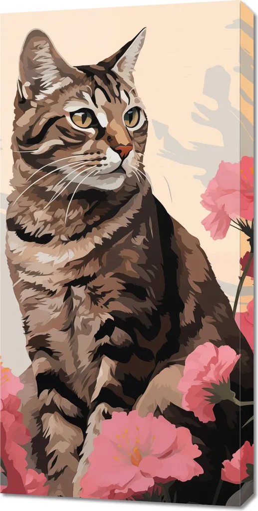 Quadro 50x100 cm Ritratto dell'anima felina | Tela Moderna per Arredo
