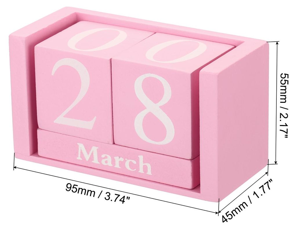 Vintage Holz Block Perpetual Calendar Wiederverwendbar Holzern Monat Date Anzeige Blocks fš¹r Schreibtisch Bš¹ro Haus Dekoration Stil 2 Rosa