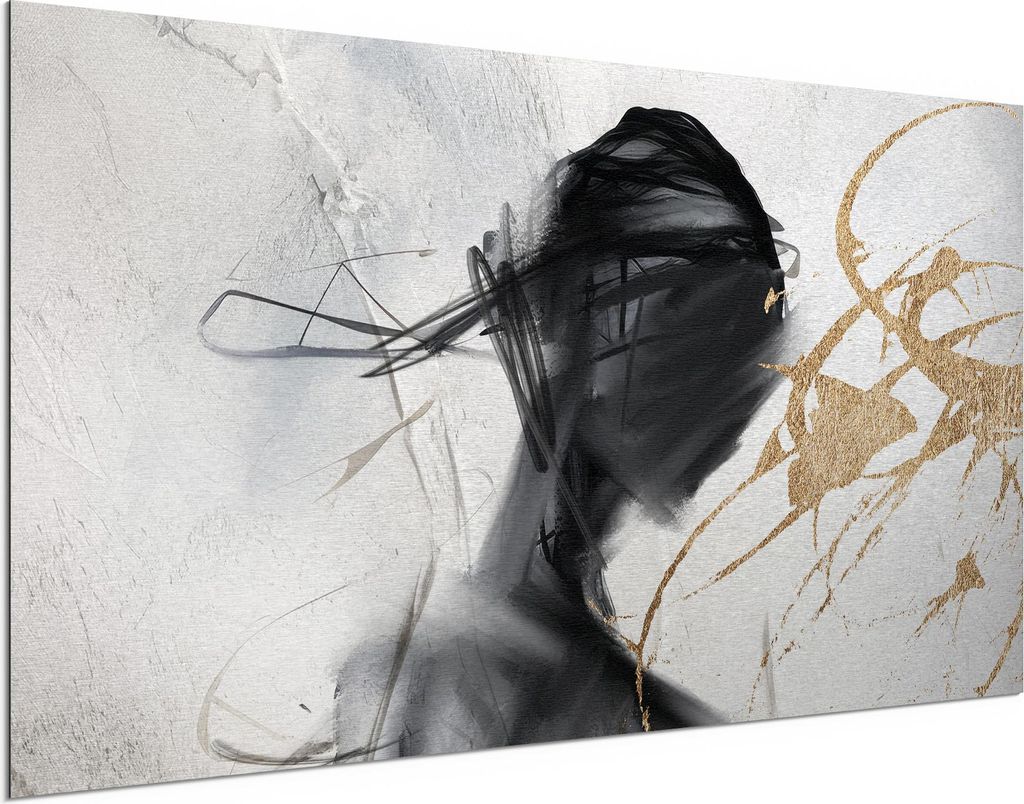 DEQORI Alu-Dibond Bild Silber 100x50 cm 'Vergoldete Schatten' Wandbild Metall dünn Design