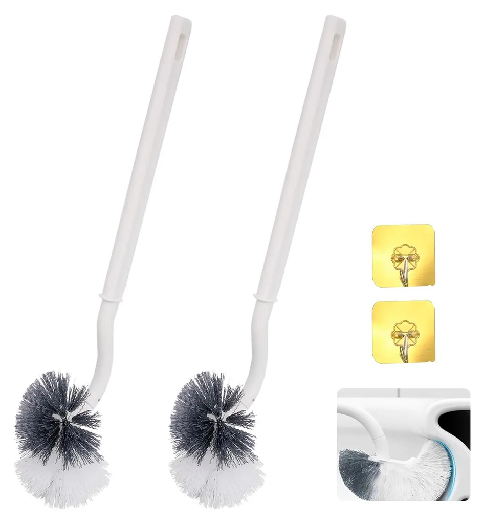 Brosse de toilettes design incurvé et long manche pour récurage efficace