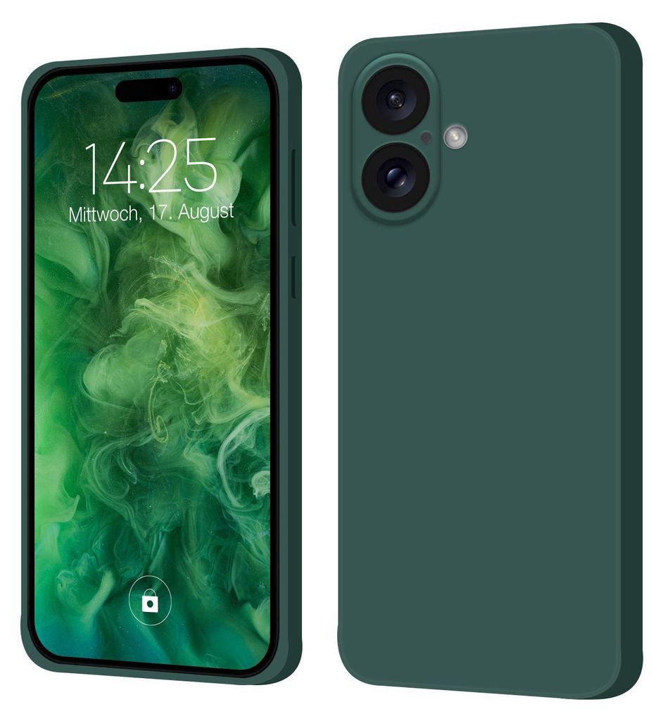 Hülle für Apple iPhone 16 Plus Case Cover Bumper Silikon Softgrip Schutzhülle Farbe: Grün