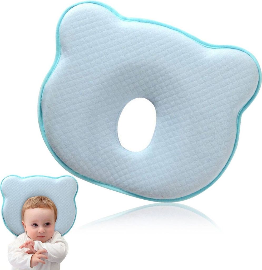 Babykissen Kopfkissen Neugeborene Gegen Plattkopf, Blau Produktbild 