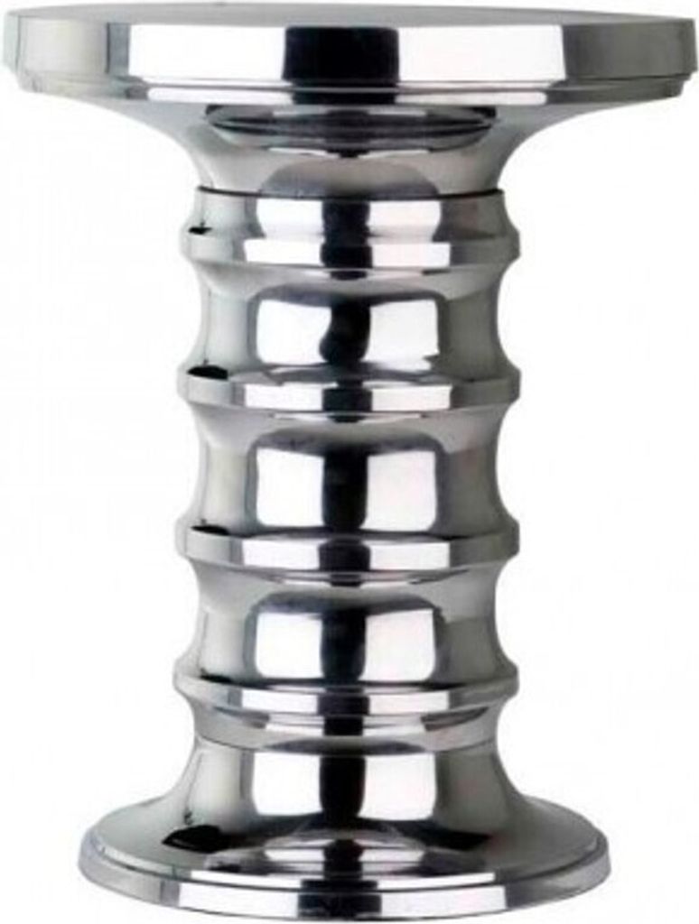 Casa Padrino Luxus Art Deco Designer Aluminium Beistelltisch 38 x H. 48 cm - Luxus Kollektion