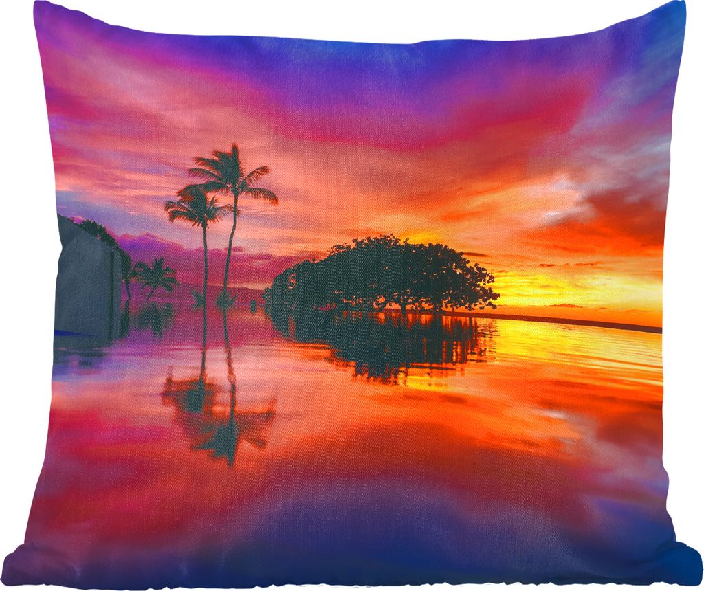 MuchoWow Zierkissen Sofakissen Wohnzimmer Dekokissen 60x60 cm Ein farbenprächtiger Sonnenuntergang am Wailea Beach in den USA auf Hawaii - Sitzf...