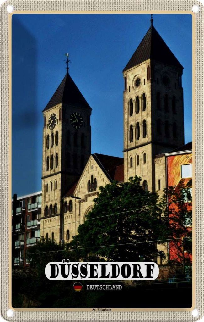 vianmo Blechschild 18x12 cm Düsseldorf St. Elisabeth Bildmotiv Reisemotiv Abenteuer Reisen