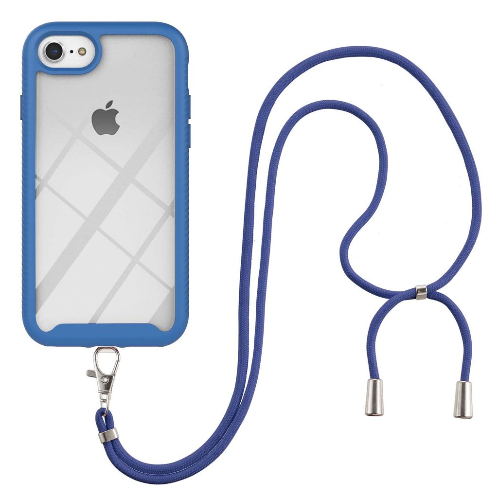 iPhone SE 2020 Handykette Hülle, Transparente TPU Bumper Ganzkörper Schutzhülle mit Kordel zum Umhängen Necklace Schlüsselband für iPhone 7 /...
