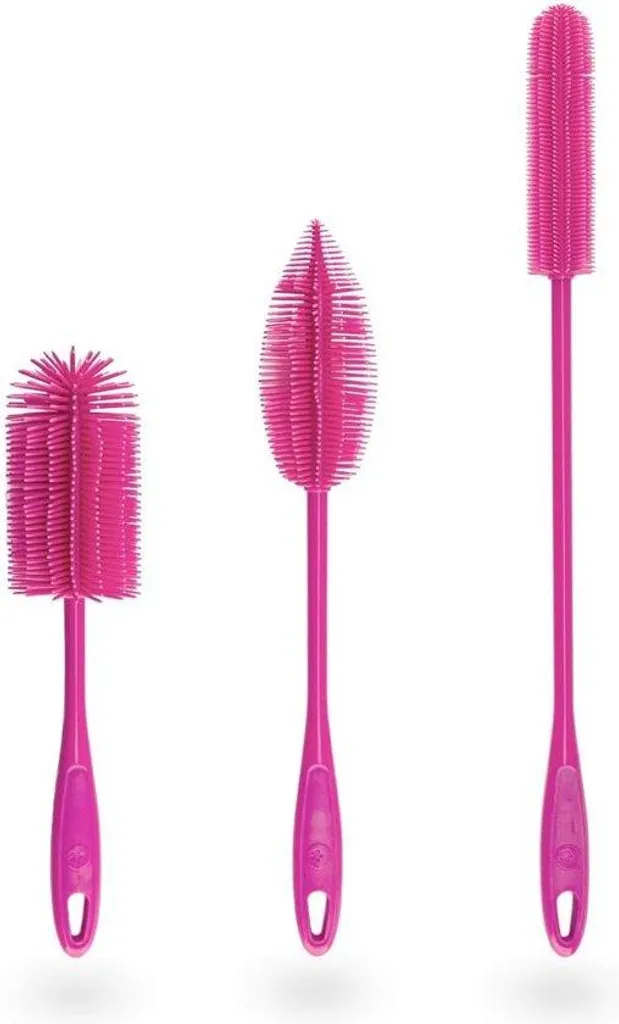 Brosse en silicone rose lot de 3 nettoyeurs souples et antibactériens