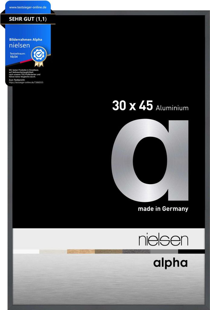 nielsen Aluminium Bilderrahmen Alpha, 30x45 cm, Dunkelgrau Glanz