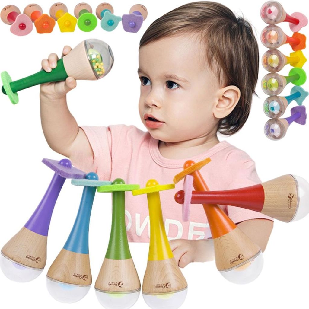 Classic World Rassel 2-in-1 Regenbogen-Maracas-Instrument Produktbild 