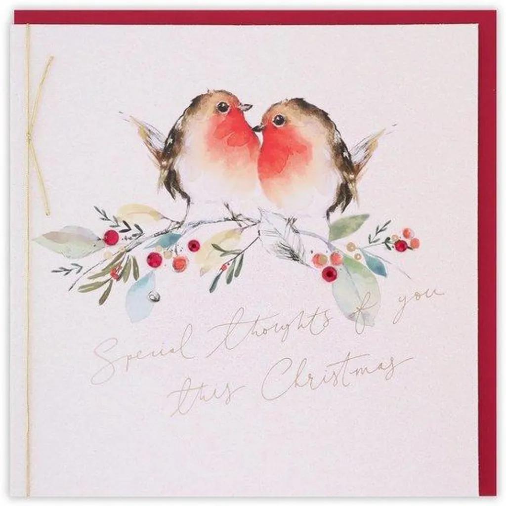 Carte de Noël rouge-gorge multicolore format 165 x 165 mm de qualité