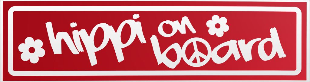 Kiwistar Hippi on Board invertiert Magnetschild Schild magnetisch - 60cm Rot - reflektierend - Magnetfolie für Auto PKW Kfz