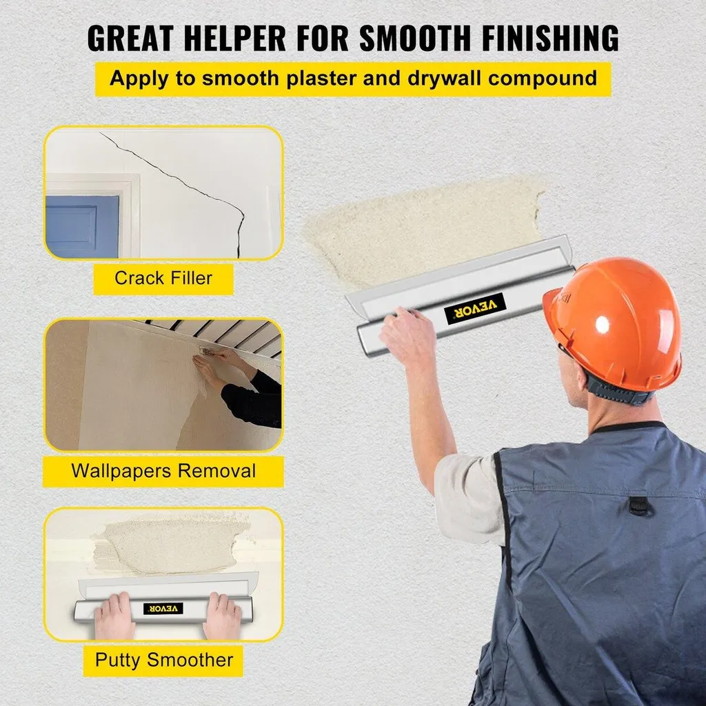 Lama per rasatura cartongesso, spatola lisciante da 32 pollici, spatola in acciaio inossidabile per rifiniture, cappucci terminali ad alto impatto per pannelli in cartongesso Sheetrock Gyprock Wall-Board Plasterboard - 2