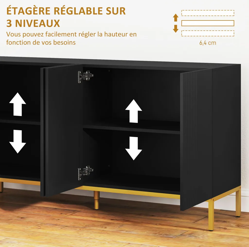 Buffet Design Noir et Or : Solution de Rangement Élégante et Compacte - 6