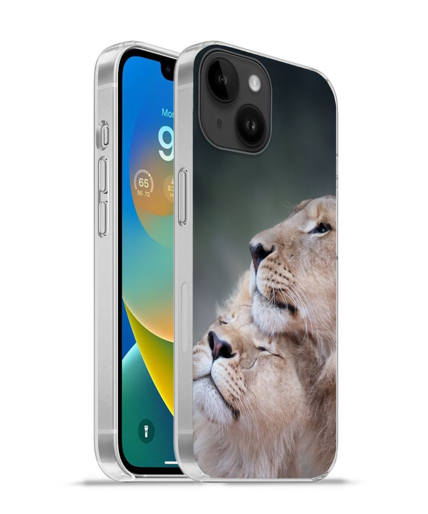 MuchoWow Handyhülle Schutzhülle Hülle für Apple iPhone 14 - Softcase Löwe - Wilde Tiere - Big Five Silikon Softcase Handy Hülle - Mobiltele...