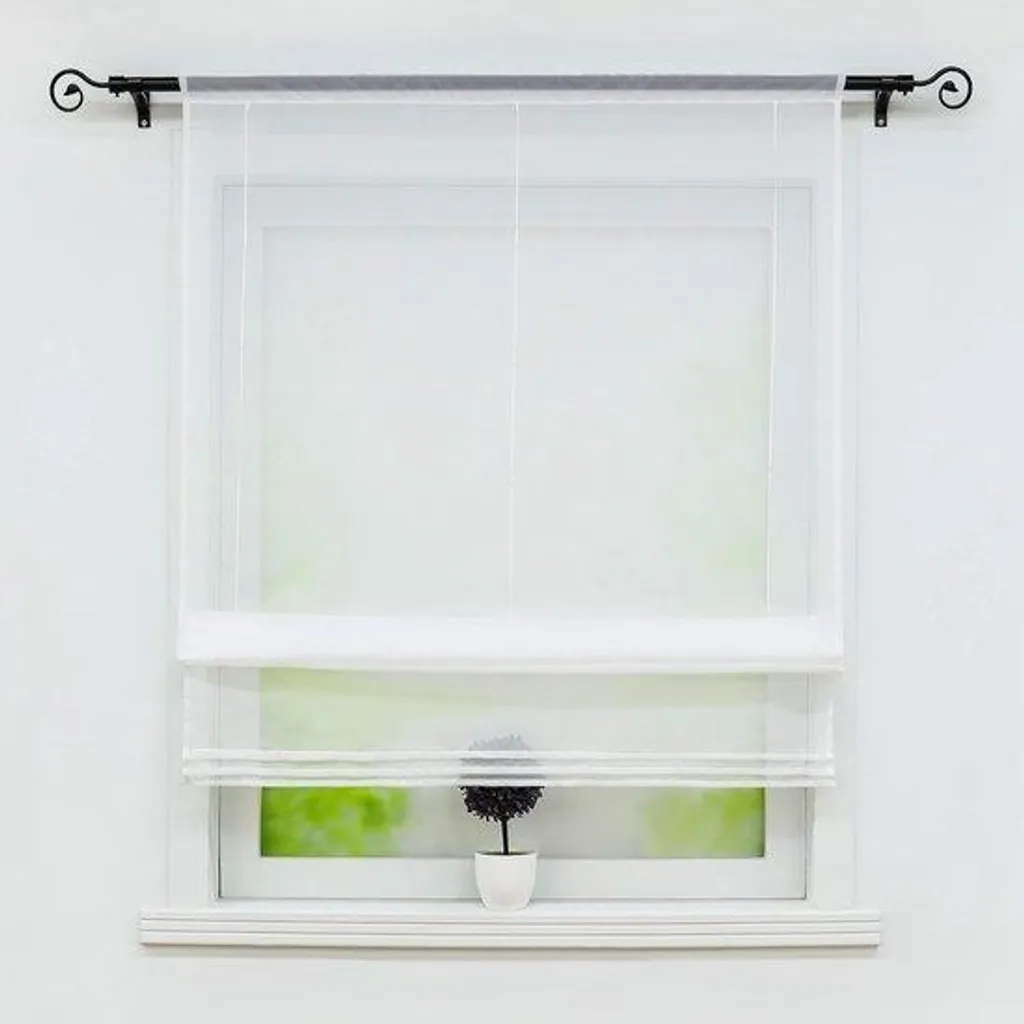 Rideau plissé transparent 80 x 155 cm blanc - Store voilage discret lot 1