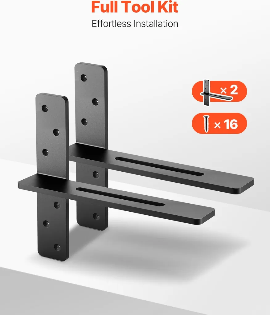 Équerres de fixation pour étagère murale industrielle en acier - 2 Pcs - 6