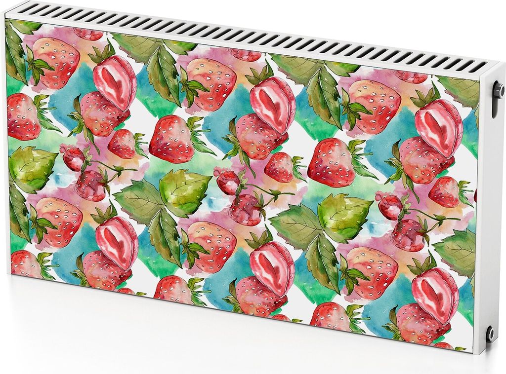 Erdbeeren – Magnetische Heizkörperabdeckung – 110x60 cm – Magnet Heizkörperabdeckung – 3D Würfel – Heizkörperverkleidung – Magnetis...