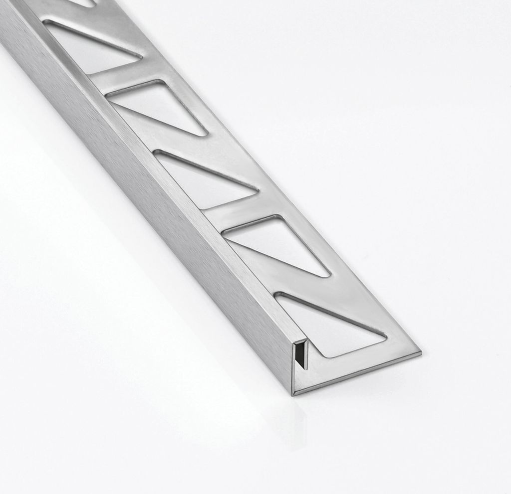 Slim-Line Edelstahl L-Profil Fliesenschiene V2A L250cm H10mm silber gebürstet