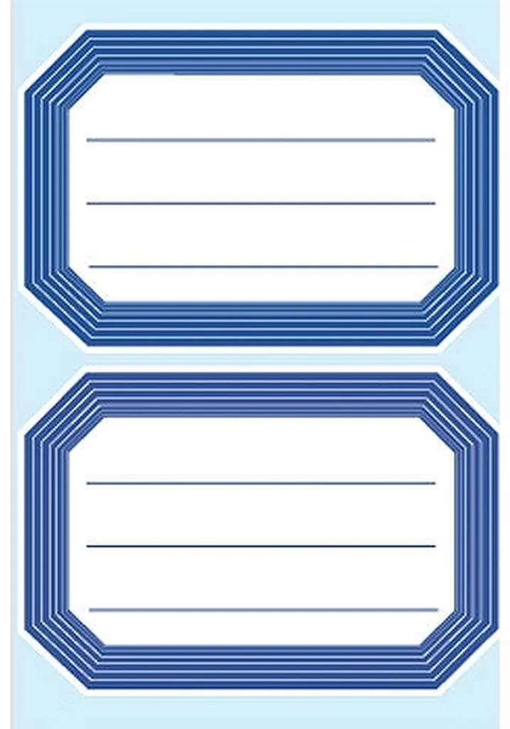 Etichette per libri 82x55 mm con bordo blu a righe, confezione da 10x6 fogli