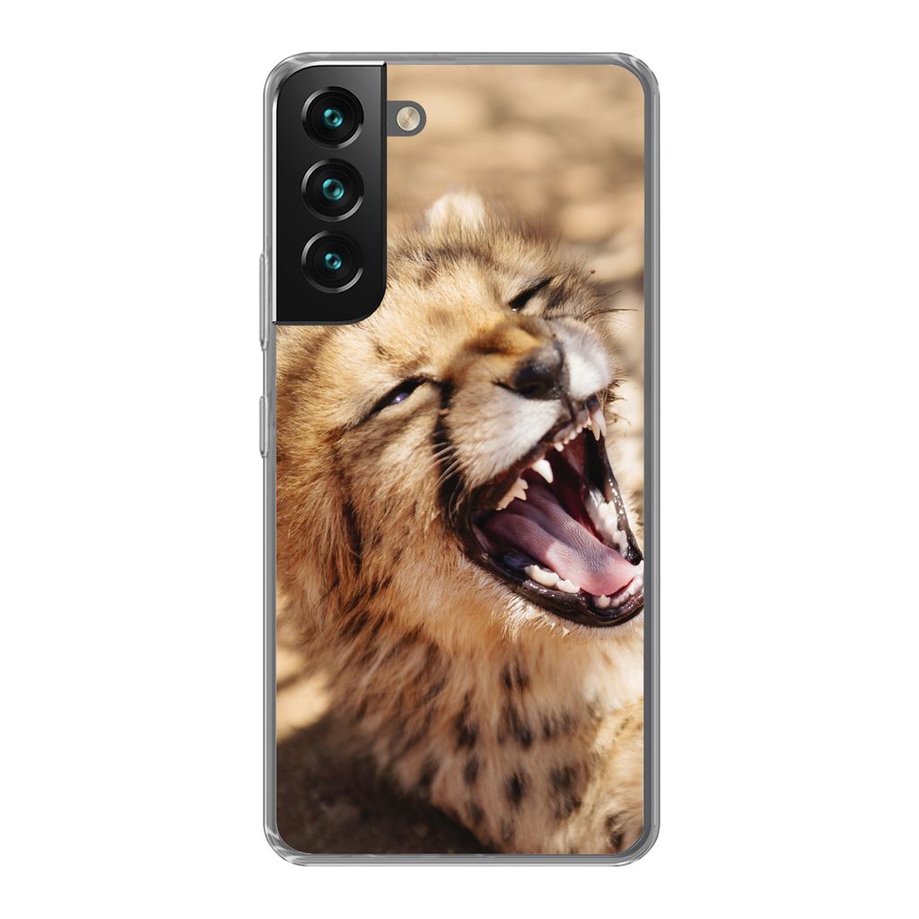 MuchoWow Handyhülle Schutzhülle Hülle für Samsung Galaxy S22 Plus Gepard - Tier - Nahaufnahme Silikon Softcase Handy Hülle - Schutzabdeckung