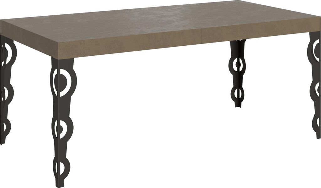 Karamay ausziehbarer Tisch 200/460x90 cm taubengrau mit anthrazitfarbenen Beinen