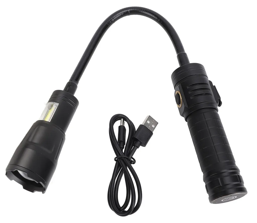 Lampe LED zoomable flexible avec embase magnétique et mode COB atelier