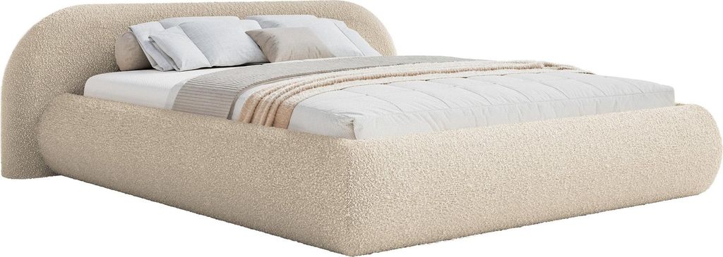 Selsey Shels Low – Polsterbett 160x200, Bouclé, Hellbeige