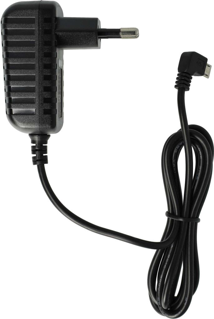 vhbw Micro-USB Ladegerät 1,0 A / 5V kompatibel mit Doro 6030 Smartphone, Tablet, MP3-Player, usw., gewinkelt Schwarz
