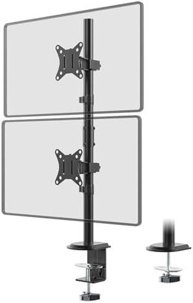 Monitorhalterung für 2 Monitore, extra hohe 80 cm Stange, vertikale Stapel-Bildschirmhalterung für 17–32-Zoll-Monitore bis zu 9 kg, dualer Moni...