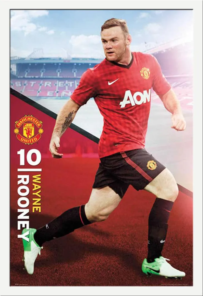 Poster Manchester United Rooney 12/13 con Cornice Shinsuke Maxi MDF