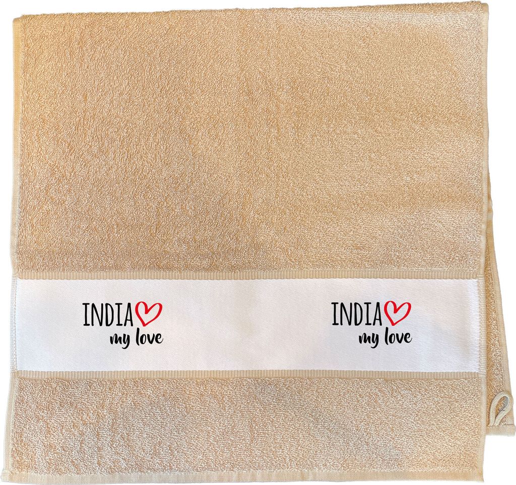 Huuraa Handtuch India my love 50x100cm Sand Baumwolle Handtuch Geschenkidee