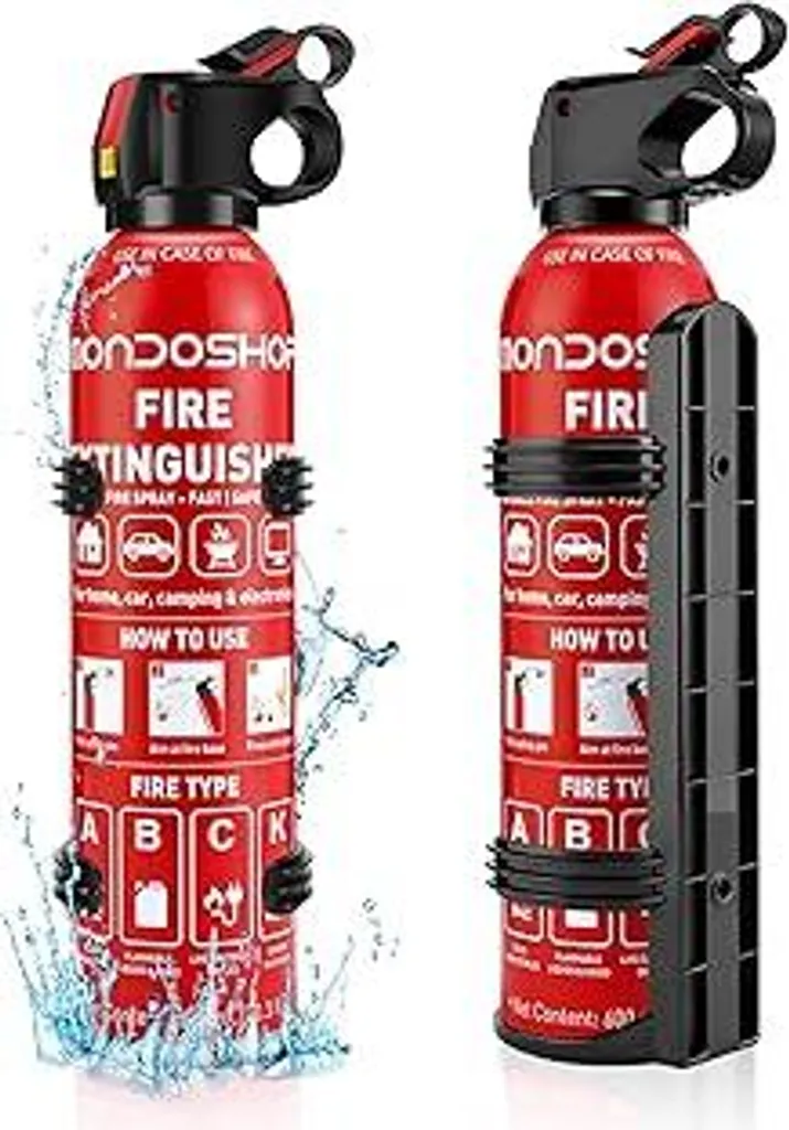 Mondoshop Spray Antincendio 600ml - Kit 2 Estintori con Staffe da Cucina