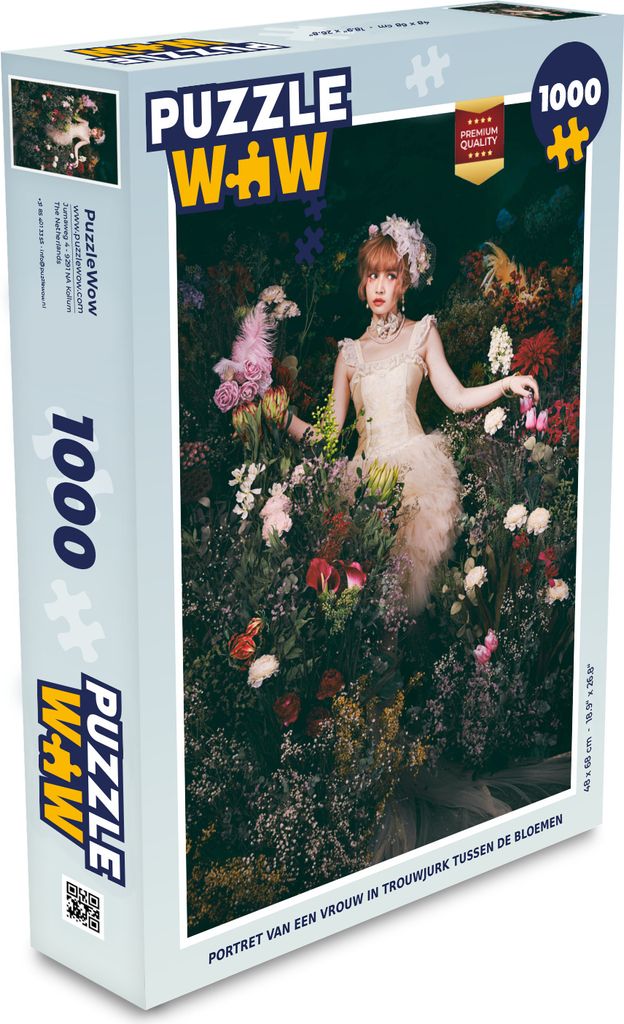MuchoWow Puzzle 1000 Teile Frau - Blumen - Hochzeitskleid - Spielzeug - Alt und Jung - Spiele - Puzzeln
