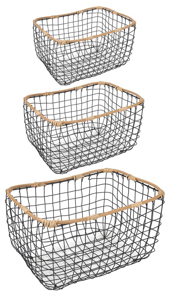 Set di 3 cesti metallici JIMO, neri - Cesti portaoggetti Immagine del prodotto 