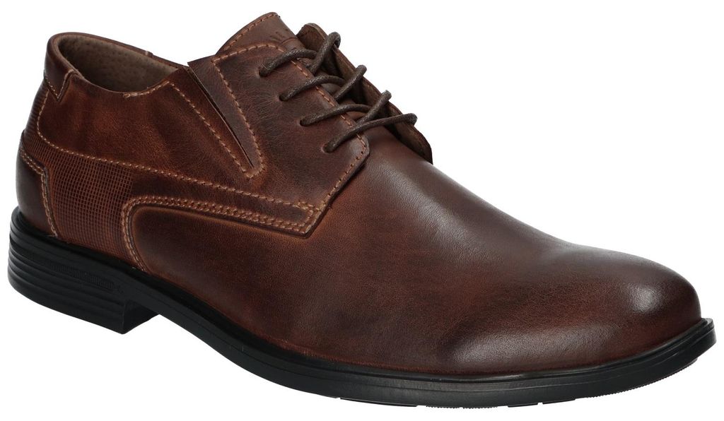 American Club CY192, Herren Leder Halbschuhe elegant Schnürschuhe Leder-Einlegesohle bequem, Braun 42