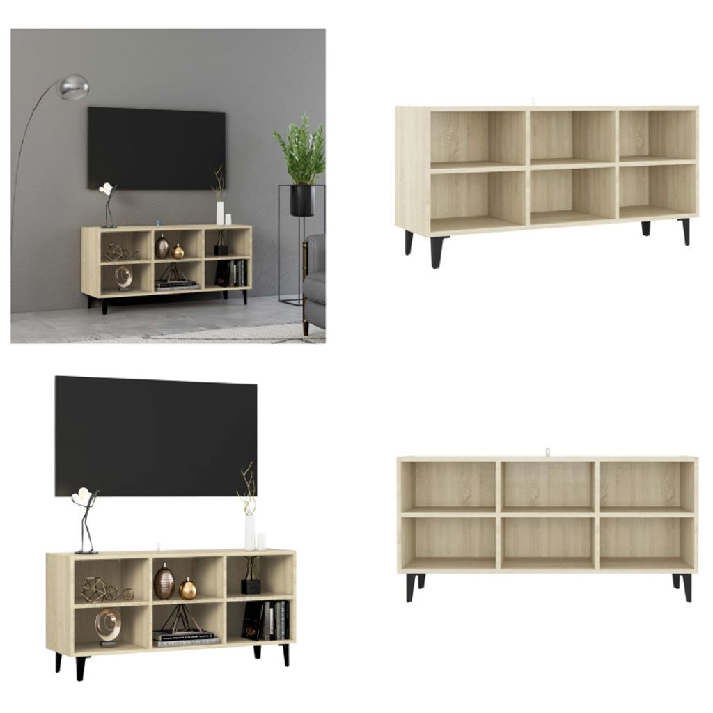 vidaXL TV Schrank mit Metallbeinen Sonoma Eiche 103,5x30x50 cm - TV-Schrank - TV-Schränke - Sideboard - Sideboards