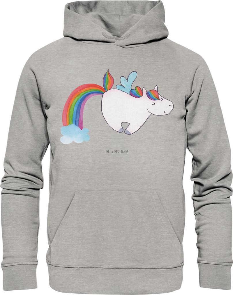 Mr. & Mrs. Panda Bio Hoodie Einhorn Fliegendes Pferd Größe XL - Heather Grey - Geschenk, Pullover, Regenbogen, Realität, Spielen, Glitzer, Pulli...