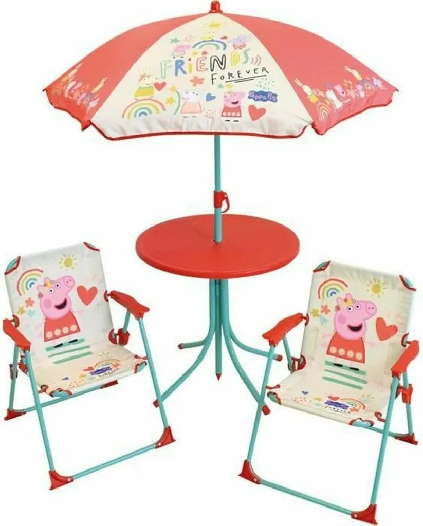 Ensemble Meubles de Jardin Peppa Pig 4 Pièces pour Goûters Enfant