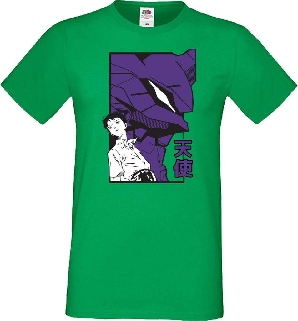 Herren T-Shirt Japan Manga Animation Comics Neon Anime Genesis Manga Evangelion Shinji Eva Var-038 Shinji Eva, Man M / Grün