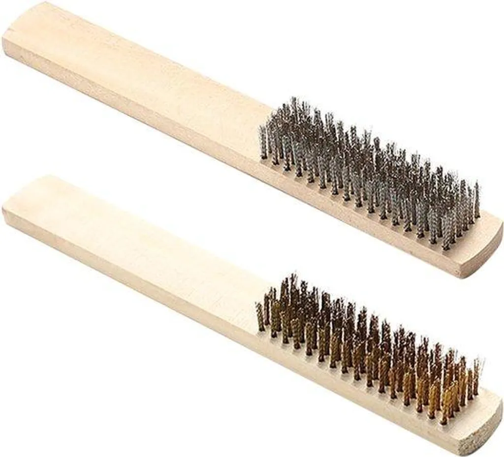 Double brosse à chaussures en daim manche bois naturel lot de 2 entretien