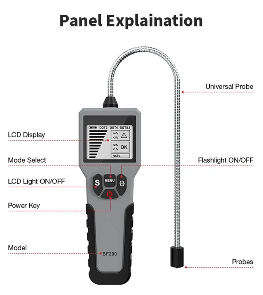 Testeur liquide de frein DOT3 DOT4 DOT5.1 avec écran LCD rétroéclairé - 6
