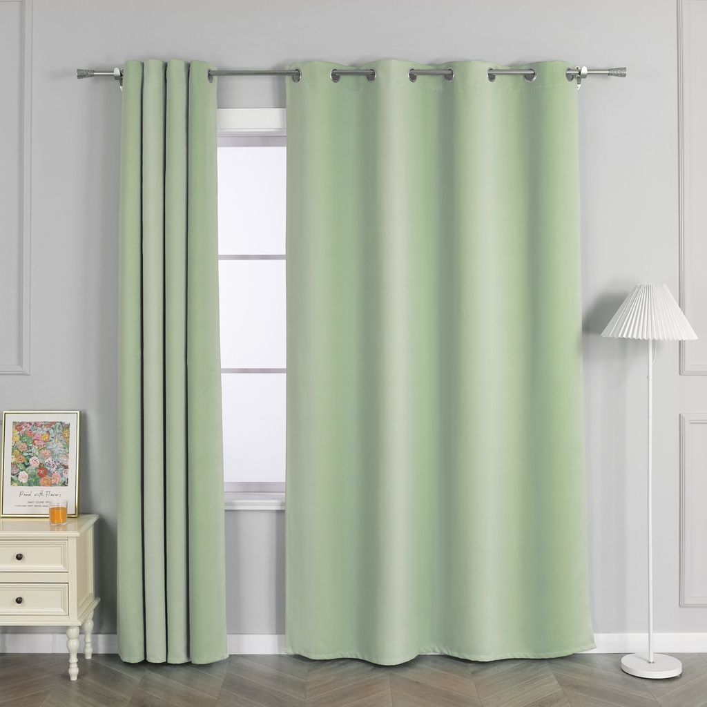 Joyswahl Blickdicht Gardinen Verdunklungsvorhänge Ösenschal Sonnenschutz Schlafzimmer Wohnzimmer HxB 260x135 cm Grün 1 Stück