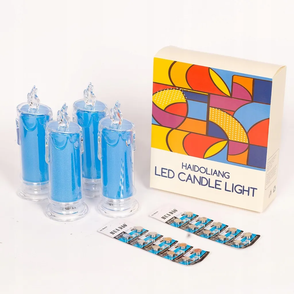 Bougies LED Bleues sans Flamme Sécurisées avec 20 Piles LR44 Offertes