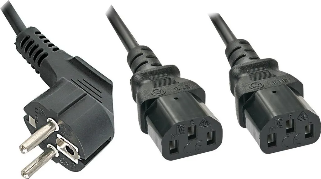 Lindy 30048 Cavo Alimentazione Y Schuko a 2x IEC C13 2m - Professionale