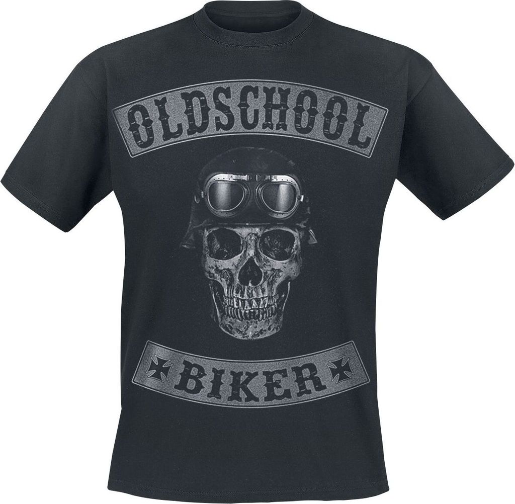 Oldschool Biker Skull T-Shirt Herren schwarz 4XL