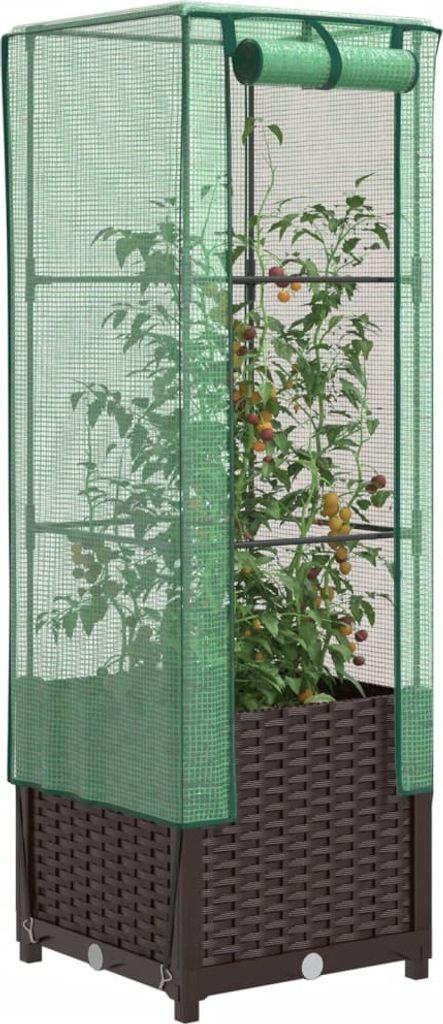 Maison Exclusive - Hochbeet mit Gewächshaus-Aufsatz Rattan-Optik 40x40x139 cm