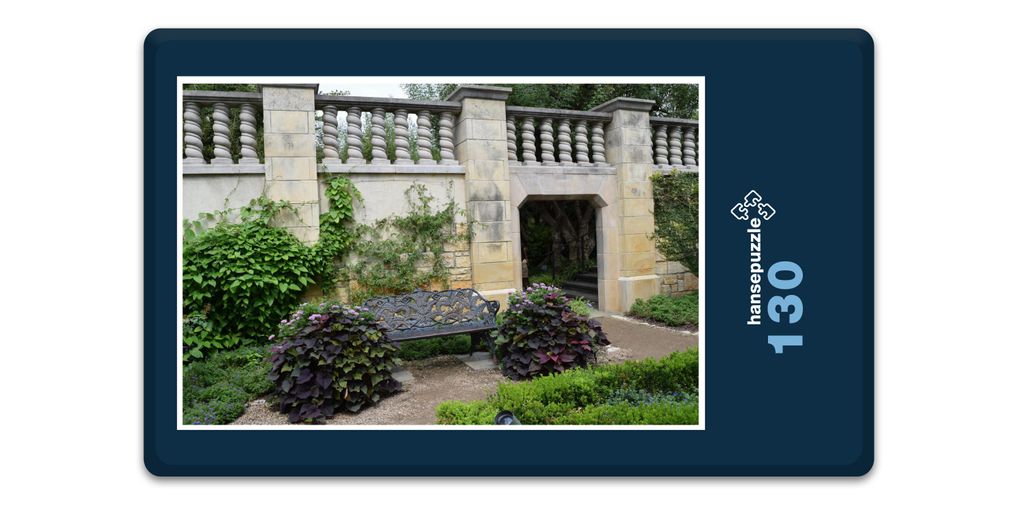 hansepuzzle 19216 - Hof-Garten Puzzle, 130 Teile, Gebäude, 28,7 x 20,0cm mit hochwertiger Aufbewahrung, Kartonbox und wiederverschließbarem Beutel