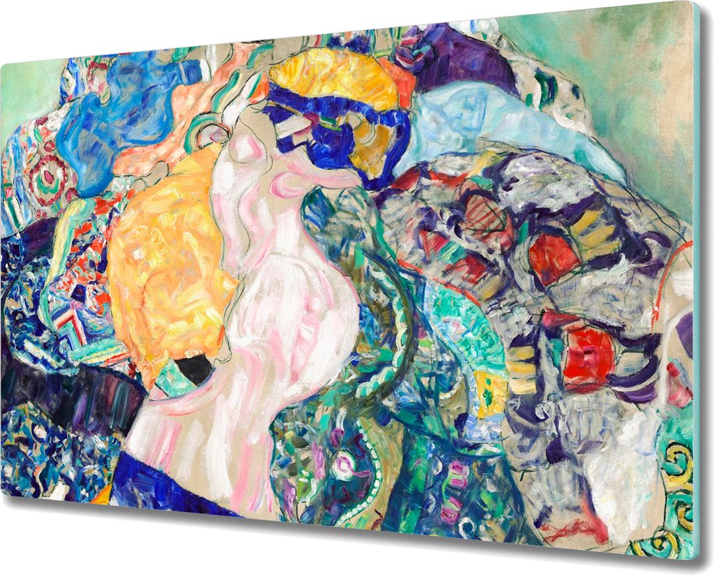 Coloray Schneidebrett Herdabdeckplatte 80x52 cm Kochplattenabdeckung Küchenbrett Hackbrett - Baby-Wiege Gustav Klimt