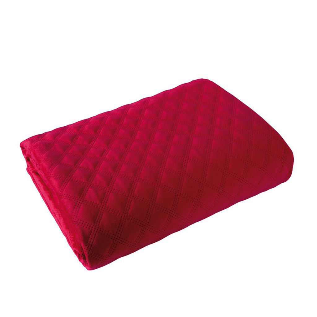 VELVI Dekorative Tagesdecke - intensives Rot, gesteppt - 220x240cm