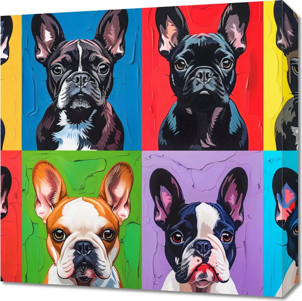 Quadro Bulldog Francesi 50x50 cm - Stampa su Tela Canvas Alta Qualità